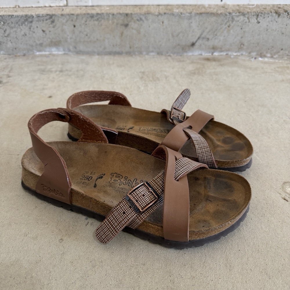 Birki's by Birkenstock Lille Brown Leather Strappy Sandals Womens 8 EU 39